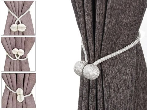 Klamry ozdobne spinki białe upięcia do zasłon firan na mocny magnes magnetyczne