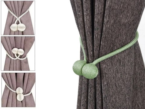 Klamry ozdobne spinki upięcia do zasłon firan zielony na mocny magnes magnetyczne