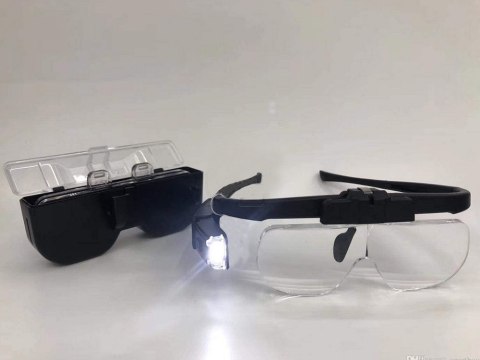 Okulary powiększające podświetlenie LED lupa 4,5x wysoka