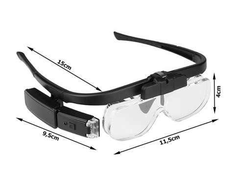 Okulary powiększające podświetlenie LED lupa 4,5x wysoka