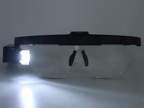 Okulary powiększające podświetlenie LED lupa 4,5x wysoka