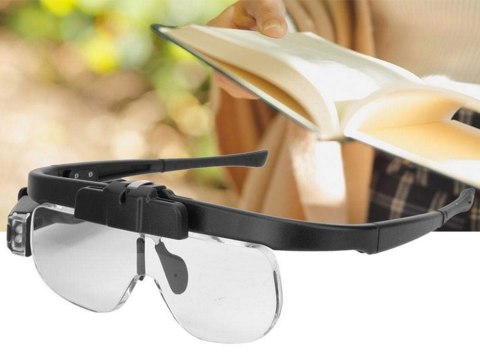 Okulary powiększające podświetlenie LED lupa 4,5x wysoka
