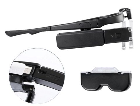 Okulary powiększające podświetlenie LED lupa 4,5x wysoka