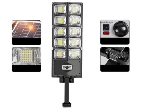 Lampa solarna LED czujnik ruchu zmierzchu pilot latarnia nocna uliczna