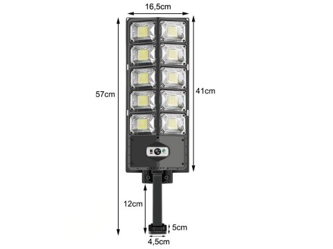 Lampa solarna LED czujnik ruchu zmierzchu pilot latarnia nocna uliczna