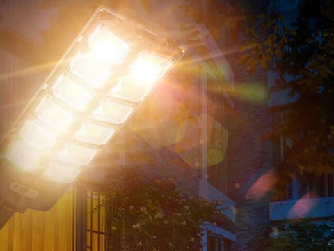 Lampa solarna LED czujnik ruchu zmierzchu pilot latarnia nocna uliczna