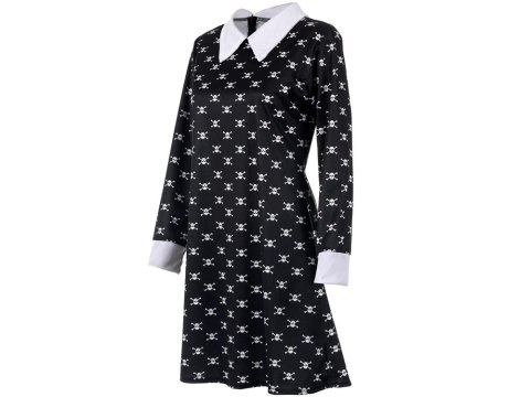 Sukienka idealna na Halloween dla małej elegantek, w stylu gotyckim i z nutą mrocznego czaru.