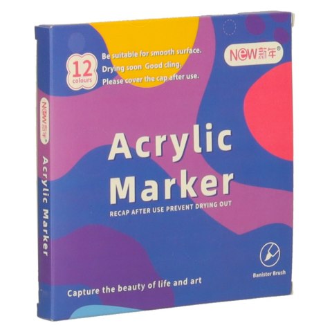 Nowoczesne markery akrylowe do tkanin i kamieni - zestaw 12 sztuk