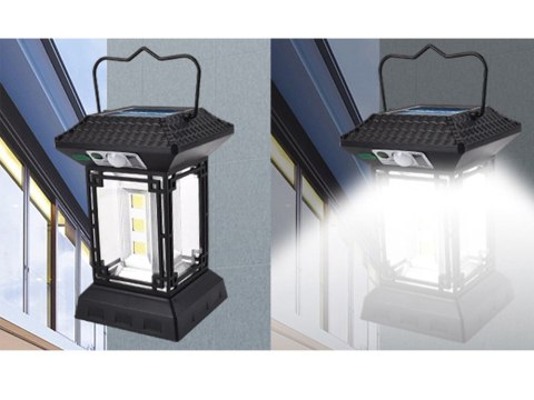 Wielofunkcyjna lampa solarna z czujnikiem zmierzchu i pilotem, 60 LED COB