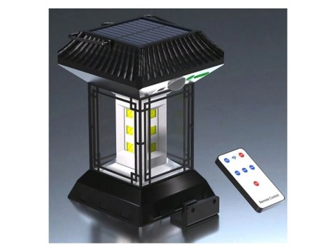 Wielofunkcyjna lampa solarna z czujnikiem zmierzchu i pilotem, 60 LED COB