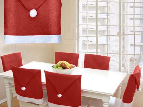 Nowoczesne pokrowce na krzesło z motywem świątecznym - 6 sztuk