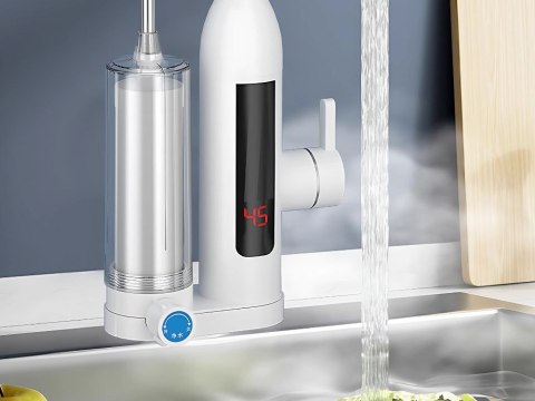 Przepływowy podgrzewacz wody 3000W z filtrem kran bateria kuchenna LCD