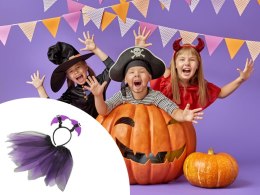 Strój dla małego nietoperza na Halloween - czarno-fioletowy zestaw