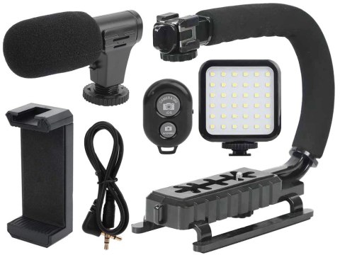 Zestaw do profesjonalnego vlogowania - statyw, mikrofon i lampa LED dla kreatywnych twórców treści