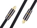 Nowoczesny kabel audio Toslink 2m z pozłacanymi końcówkami i nylonowym oplotem
