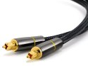 Nowoczesny kabel audio Toslink 2m z pozłacanymi końcówkami i nylonowym oplotem