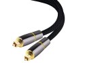 Nowoczesny kabel audio Toslink 2m z pozłacanymi końcówkami i nylonowym oplotem