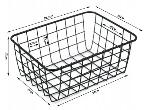 Kosz koszyk organizer metalowy druciany loft do kuchni na owoce czarny duży