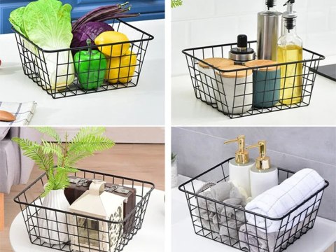 Kosz koszyk organizer metalowy druciany loft do kuchni na owoce czarny duży