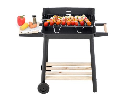 Grill ogrodowy duży węglowy bbq regulowany ruszt półki koła przenośny