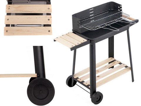 Grill ogrodowy duży węglowy bbq regulowany ruszt półki koła przenośny