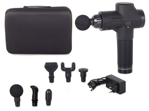 Pistolet do masażu masażer do ciała LCD mocny bezprzewodowy zestaw walizka
