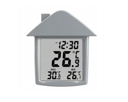 TERMOMETR ZAOKIENNY TRANSPARENTNY domek zegar