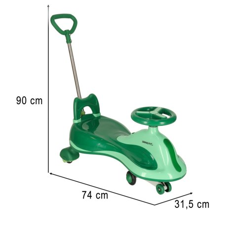 Jeździk grawitacyjny z LED Swing FIX S2 — skuter z rączką zielony max 100kg