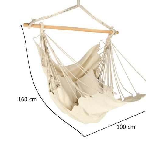 Nowoczesne krzesło brazylijskie z podnóżkiem i huśtawką 130 cm beż