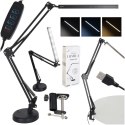 Nowoczesna lampka biurkowa LED z USB z regulowanym ramieniem i klipsem