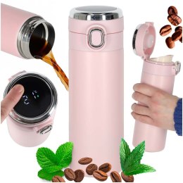  Nowoczesny kubek termiczny z pomiarem temperatury LED 350ml różowy