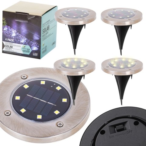 Nowoczesne lampy solarne gruntowe LED - zestaw 4 szt. z czujnikiem zmierzchu