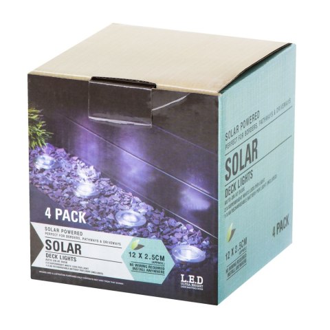 Nowoczesne lampy solarne gruntowe LED - zestaw 4 szt. z czujnikiem zmierzchu