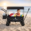 Nowoczesny wózek turystyczny z daszkiem i siatką - idealny na plażę i nie tylko!
