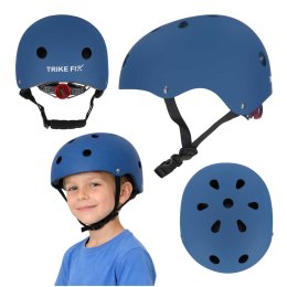Kask rowerowy dla dzieci z regulacją i oświetleniem LED, granatowy 48-54cm