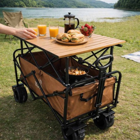 Wózek plażowy z funkcją transportu i stolika 2w1 idealnym rozwiązaniem na wakacje!