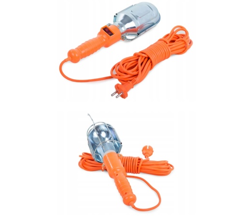 Nowoczesna lampa warsztatowa z haczykiem i długim przewodem 230V 60W