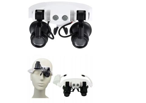 Lupa okulary zegarmistrzowskie naprawa 2 LED 25x wysoka