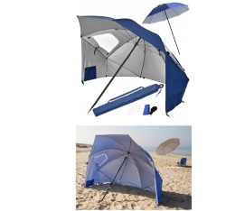 Nowoczesny, składany parasol plażowy 2w1 z funkcją parawanu