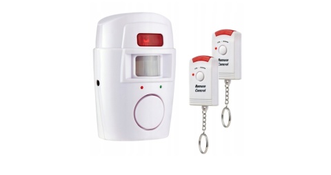 Alarm bezpieczeństwa +2x pilot brylok czujka ruchu czujnik 105dB