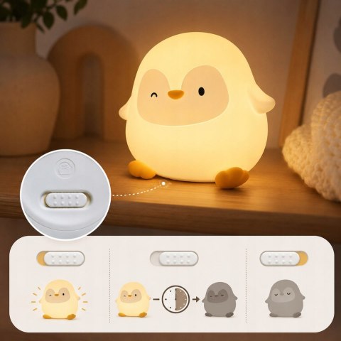 Lampa nocna w kształcie pingwina - idealny kompan dla każdego malucha!