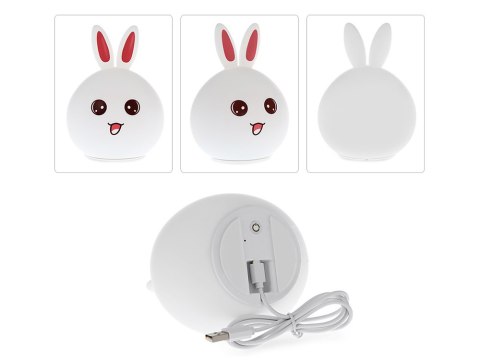 Lampa nocna LED w kształcie królika z dotykowym włącznikiem RGB