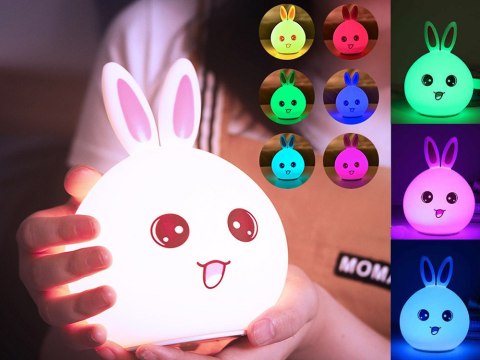 Lampa nocna LED w kształcie królika z dotykowym włącznikiem RGB