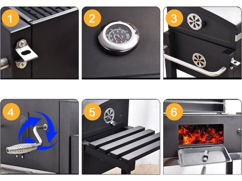 Nowoczesny grill węglowy z termometrem i dużą powierzchnią grillowania