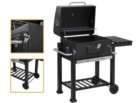Nowoczesny grill węglowy z termometrem i dużą powierzchnią grillowania