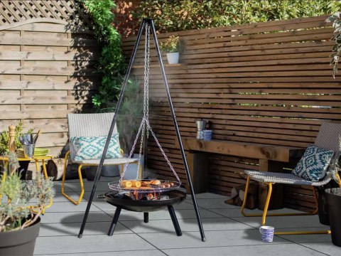 Palenisko ogrodowe duże trójnóg stojak ruszt wiszący grill ognisko węgiel