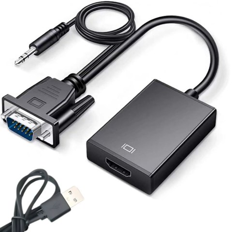 Kabel adapter konwerter vga-HDmi FULL HD d-sub z jack 3.5 i USB