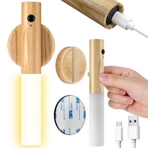 Nowoczesna lampka LED naścienna z czujnikiem ruchu i uchwytem magnetycznym