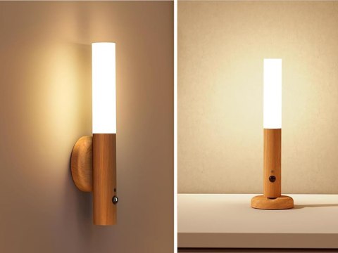 Nowoczesna lampka LED naścienna z czujnikiem ruchu i uchwytem magnetycznym