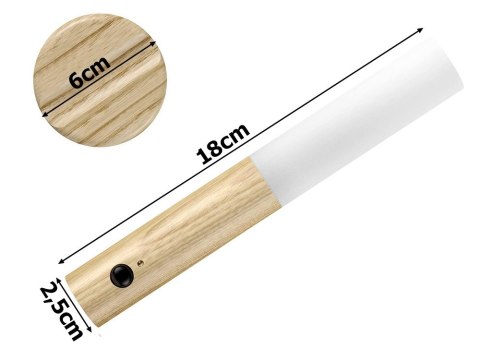 Nowoczesna lampka LED naścienna z czujnikiem ruchu i uchwytem magnetycznym